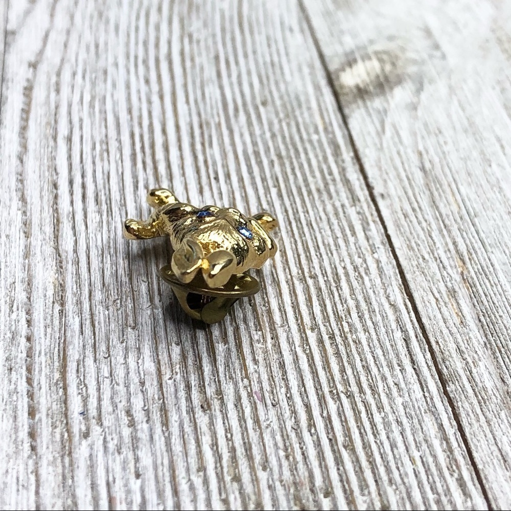 Vintage Gold Rabbit Blue Rhinestone Bunny Pin - Picture 4 of 6